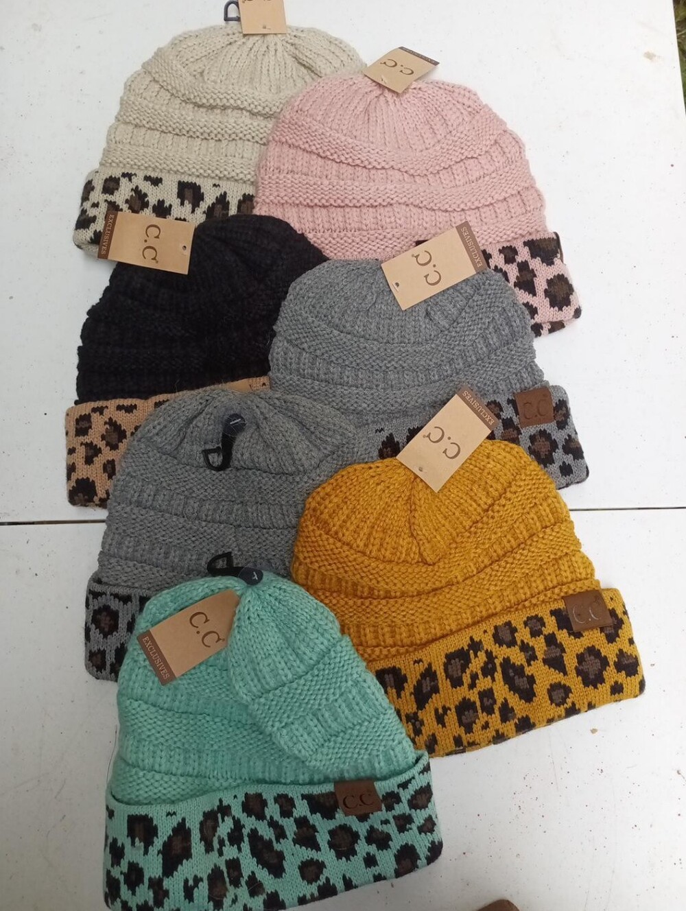 NWT C.C. BEANIE RESELLER BUNDLE!! 7 Leopard Print Super Soft, Great Quality.